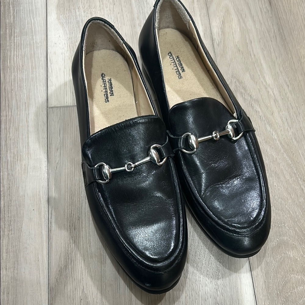 Urban Outfitters Black Loafers with Silver Buckle - Picture 2 of 6